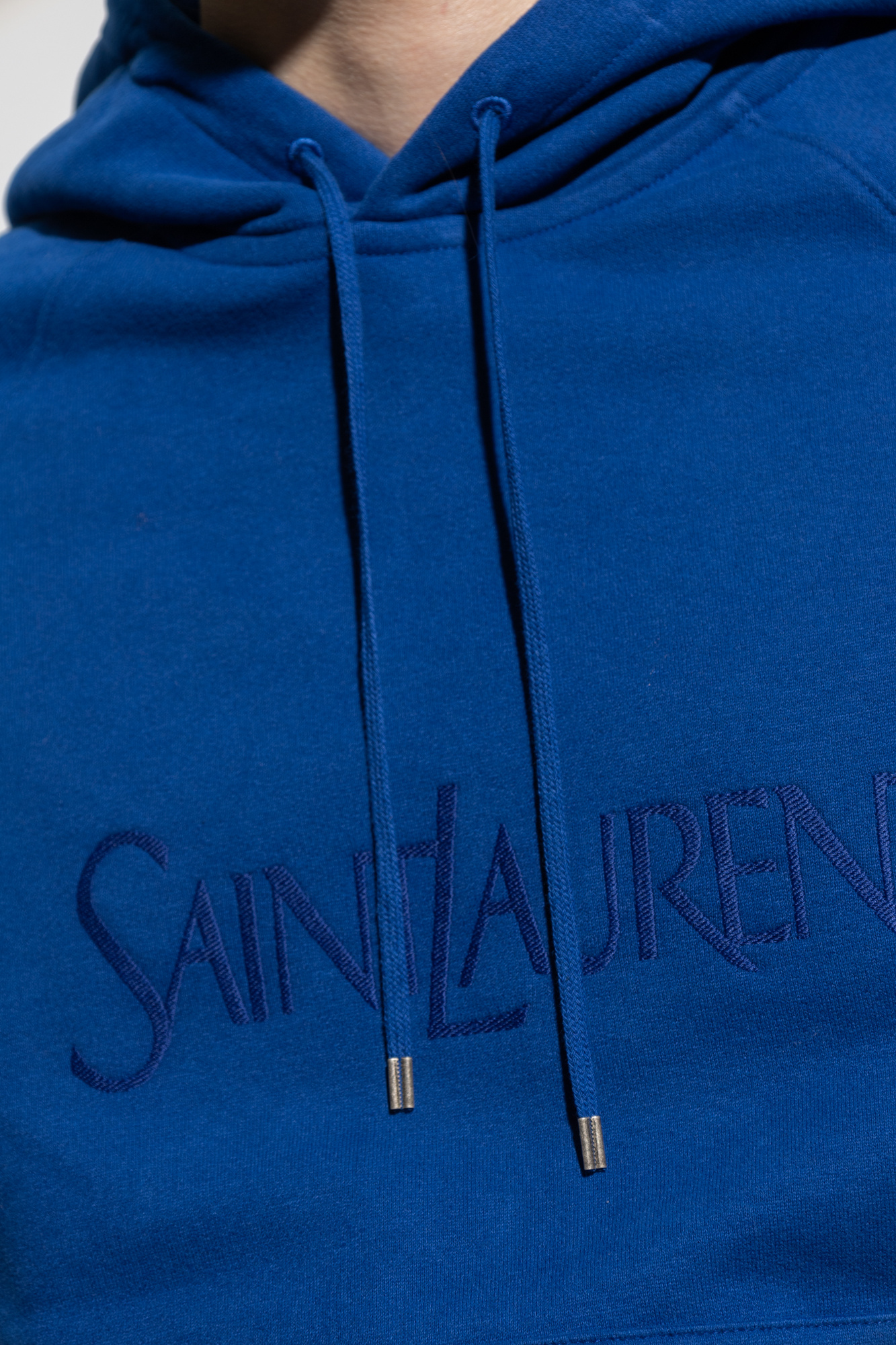 Blue Logo - embroidered hoodie Saint Laurent
